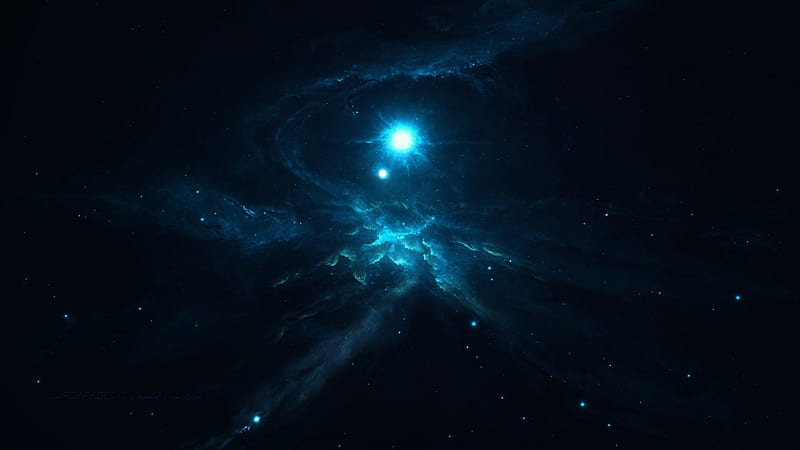 Atlantis Binary System, stars, universe, space, CG, galaxies, 3D render, HD wallpaper