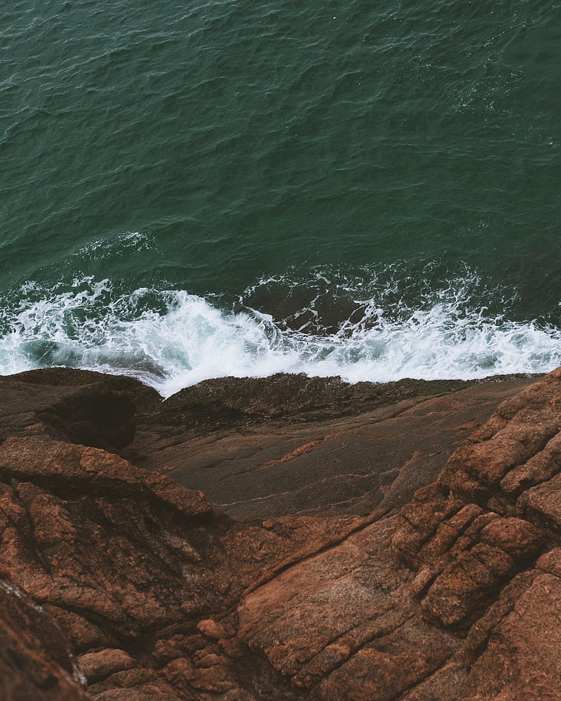 waves, water, rock, sea, coast, HD phone wallpaper