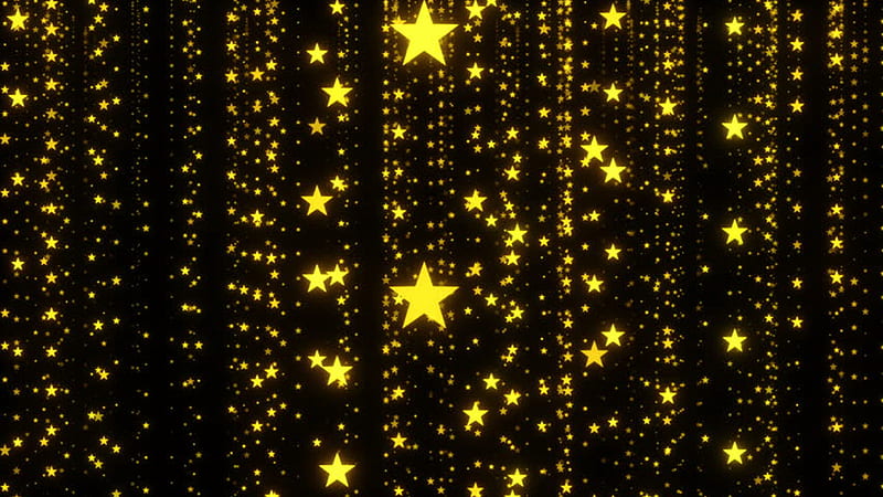 Yellow Glare Stars In Black Background Black And Yellow, HD wallpaper