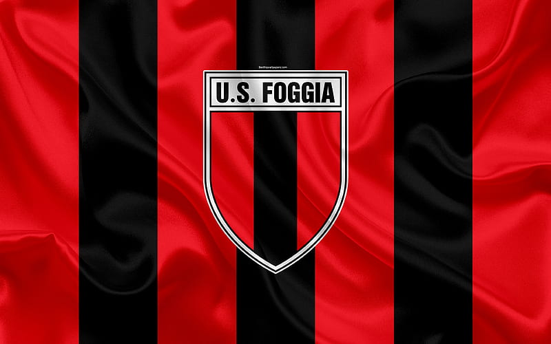 Foggia Calcio Serie B, football, silk texture, emblem, silk flag, Foggia FC logo, Italian football club, Foggia, Italy, HD wallpaper