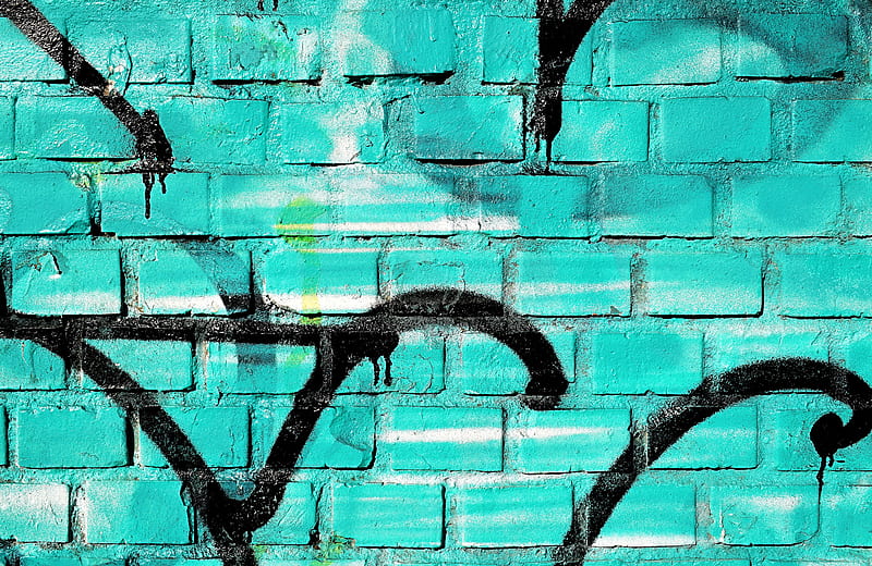wall, brick, paint, blue, texture, HD wallpaper