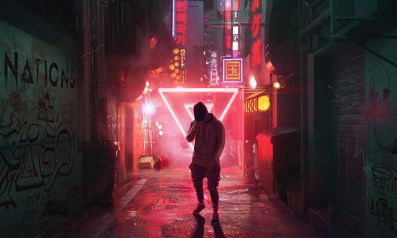 Wallpaper : ai art, cyberpunk, neon, alleyway, assassins, city lights  1920x1080 - alx - 2215456 - HD Wallpapers - WallHere