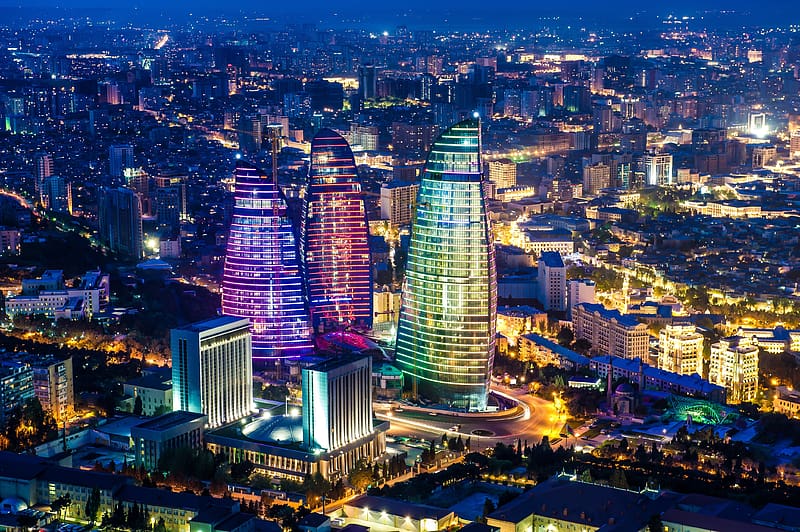 Cities, , Azerbaijan, Baku, Flame Towers, HD wallpaper