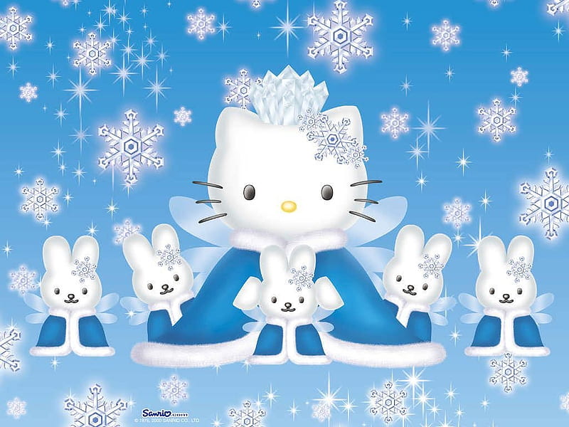 *Ice Fairy*, ice, hello kitty, blue, fairy, HD wallpaper
