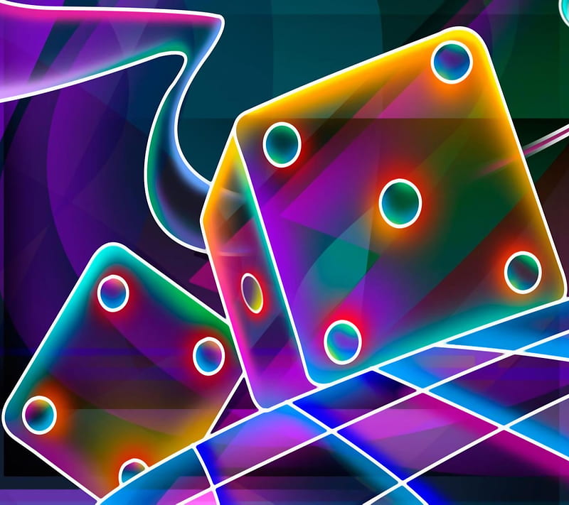 DiceGlow, box, cube, dice, glow, neon, square, HD wallpaper