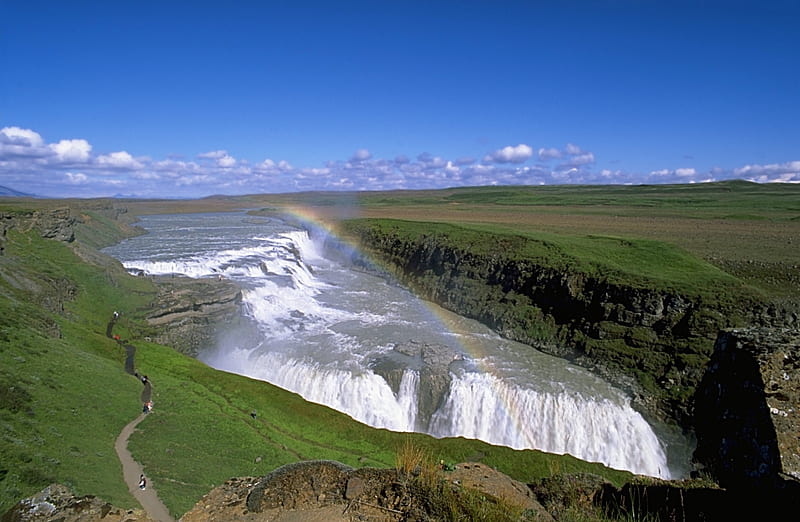 Gullfoss Falls - Iceland, Waterfalls, Europe, Gullfoss Falls, Iceland, HD wallpaper