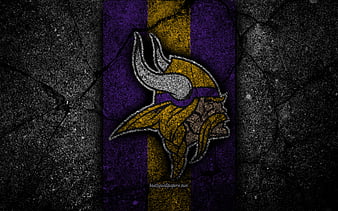 Minnesota Vikings, logo, black stone, NFL, NFC, american football, USA, art, asphalt texture, North Division, HD wallpaper