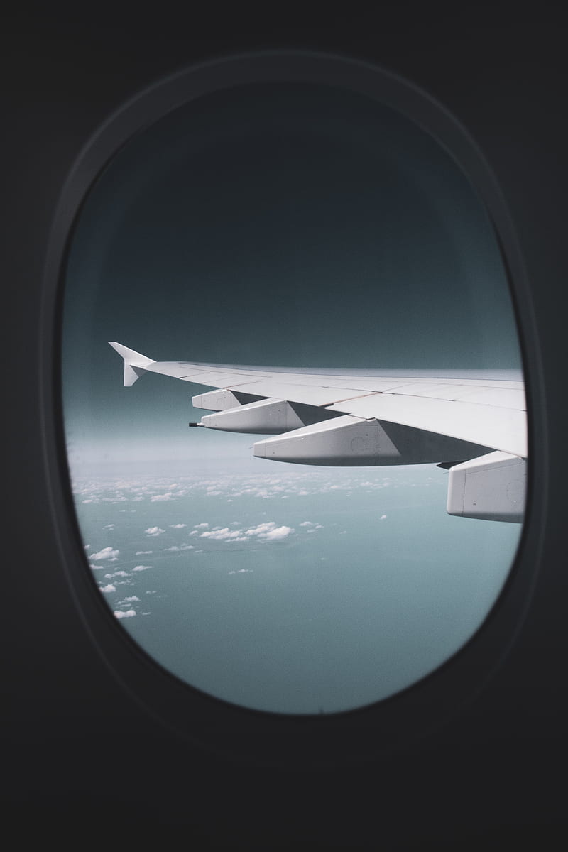 porthole, window, wing, plane, view, HD phone wallpaper