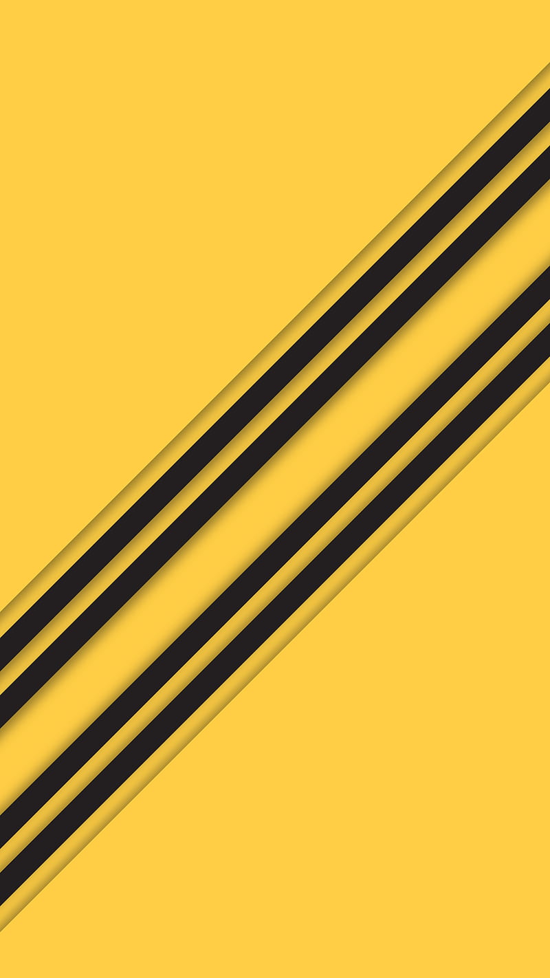Abstract lines design, Minimal, black, flat, modern, simple, yellow, HD phone wallpaper
