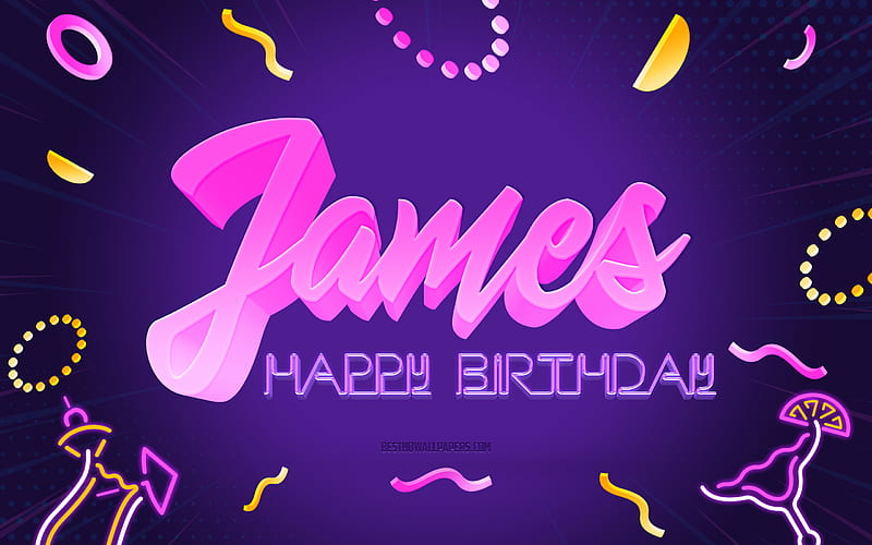 Happy Birtay James Purple Party Background, James, creative art, Happy James birtay, James name, James Birtay, Birtay Party Background, HD wallpaper