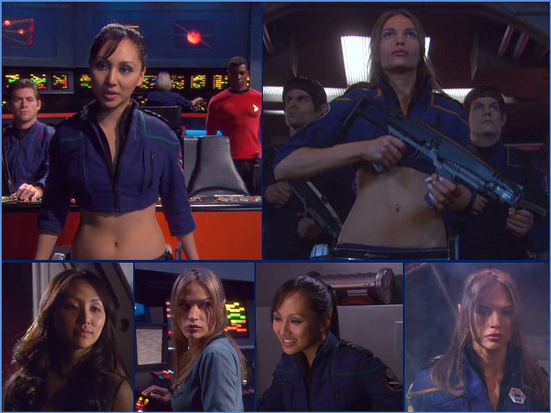 Top Row: L to R Linda Park as Hoshi Sato and Jolene Blalock as Sub-Commander T'Pol from Enterprise, mirror universe, hoshi sato, enterprise, jolene blalock, HD wallpaper