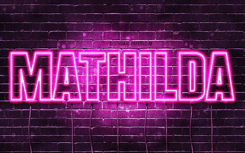 Mathilda with names, female names, Mathilda name, purple neon lights, Happy Birtay Mathilda, popular german female names, with Mathilda name, HD wallpaper