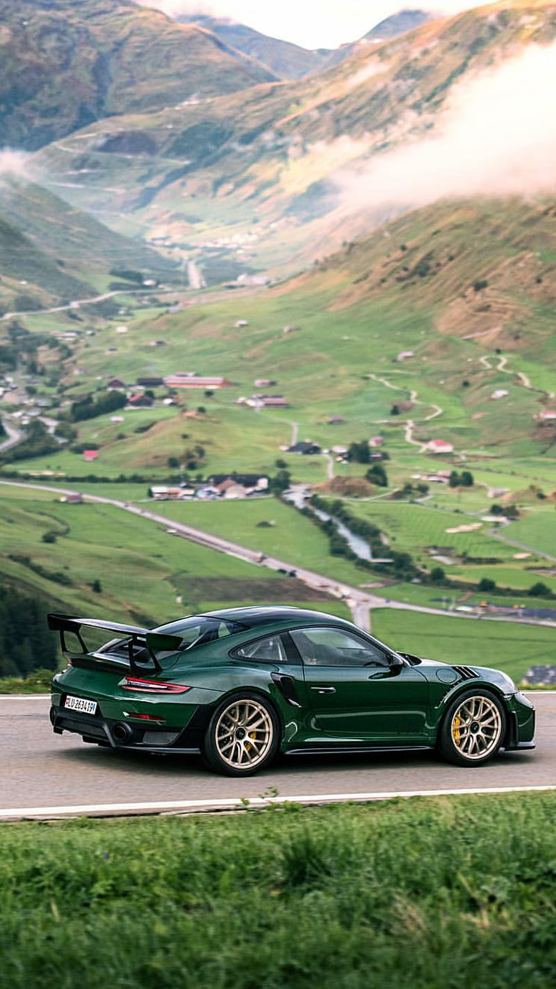 Porsche , car, gold, gt, mountains, new, esports, supercar, HD phone wallpaper
