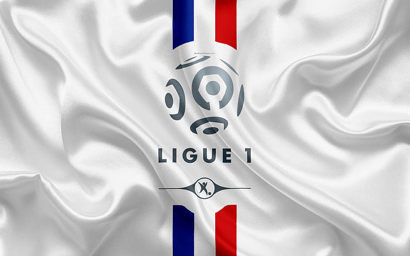 France Ligue 1, logo, emblem French flag, French Football Championships, football, silk texture, Ligue 1 Conforama, HD wallpaper