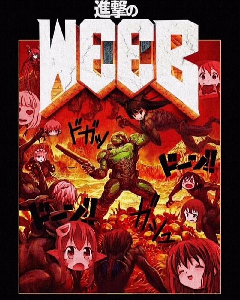 Doom anime, doom slayer, weeb, HD phone wallpaper