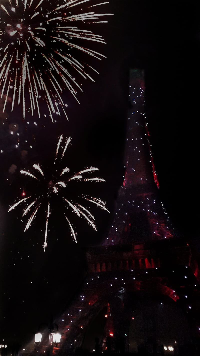 Eifel Tower, fireworks, new, year, HD phone wallpaper