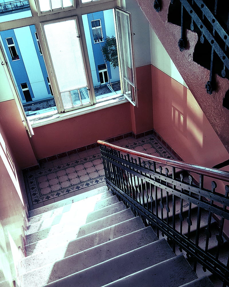 stairs, Mystery, building, window, vertical, HD phone wallpaper
