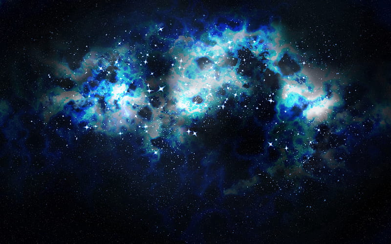nebula, stars, clouds, light, abstraction, HD wallpaper