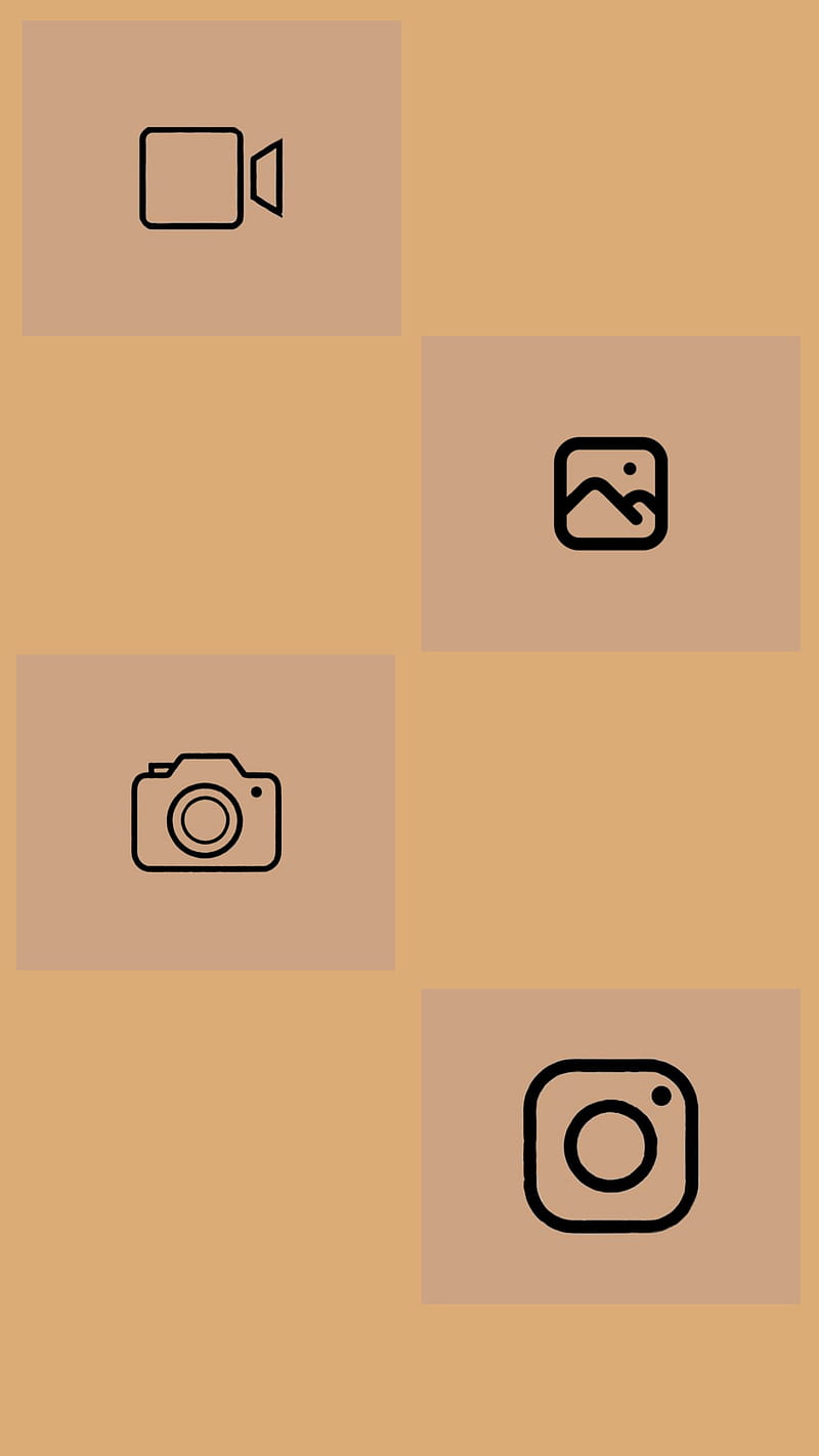 Brown icons, aesthetic, HD phone wallpaper
