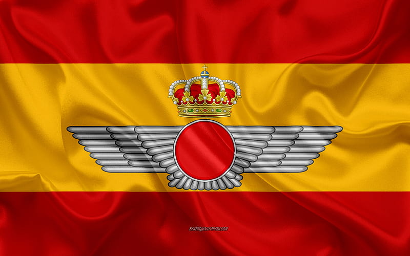 Spanish Air Force seal silk flag, SAF flag, Spanish flag, Spain, HD wallpaper