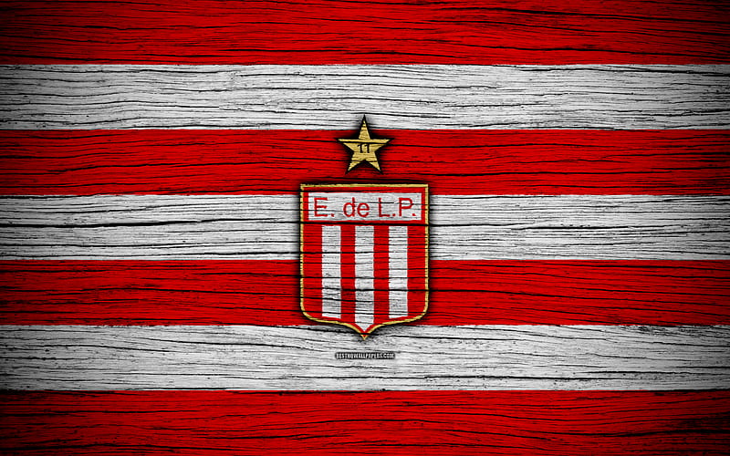 Estudiantes Superliga, logo, AAAJ, Argentina, soccer, Estudiantes FC, football club, wooden texture, FC Estudiantes, HD wallpaper