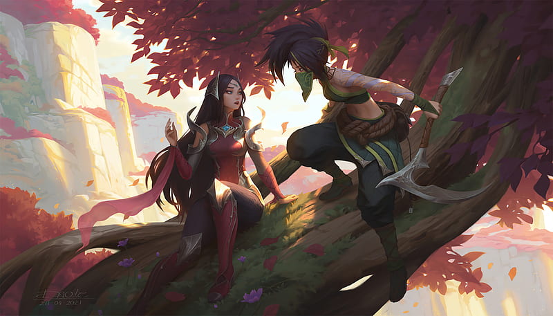 1366x768px, 720P free download | Irelia Vs Akali Fanart, irelia, akali