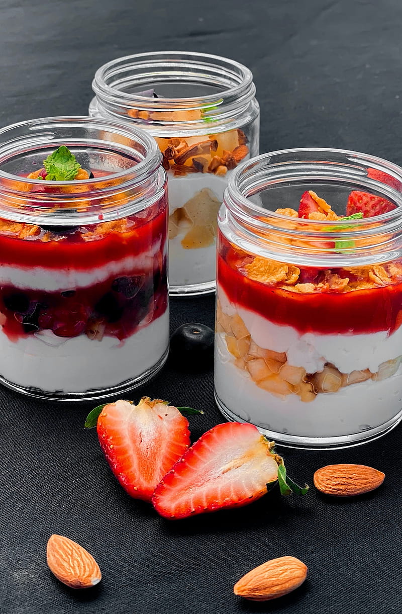 Strawberry Yogurt, , closeup, food, health, healthy, tasty, HD phone wallpaper
