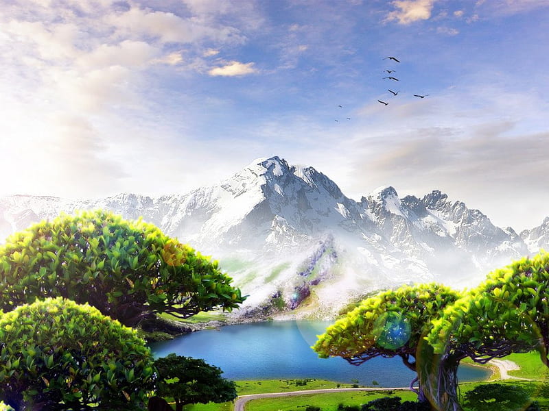Lake (hop), green, grass, nature, sky, lake hop, HD wallpaper | Peakpx
