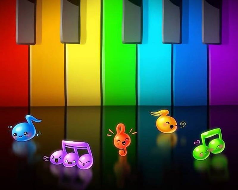 Cute Musical notes, cute, notes, colors, rainbow, keyboard, musical, HD  wallpaper | Peakpx