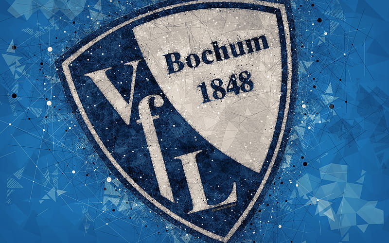VfL Bochum German football club, creative logo, geometric art, emblem, Bochum, Germany, football, 2 Bundesliga, blue abstract background, creative art, Bochum FC, HD wallpaper
