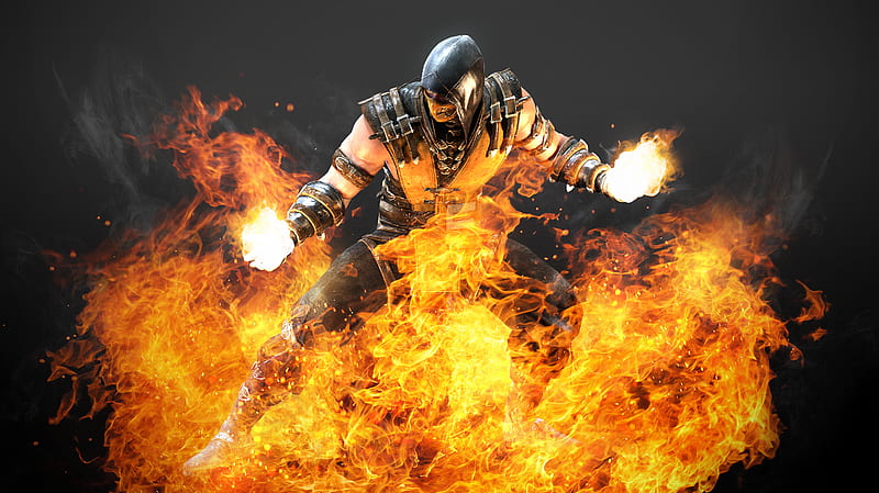 Hellfire Scorpion Mortal Kombat X Artwork, mortal-kombat, games, pc-games, xbox-games, ps-games, scorpion, HD wallpaper