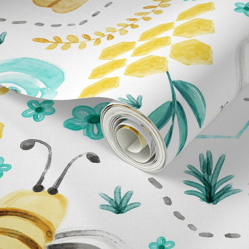 Busy Bees - Aqua Watercolor Regular, HD phone wallpaper