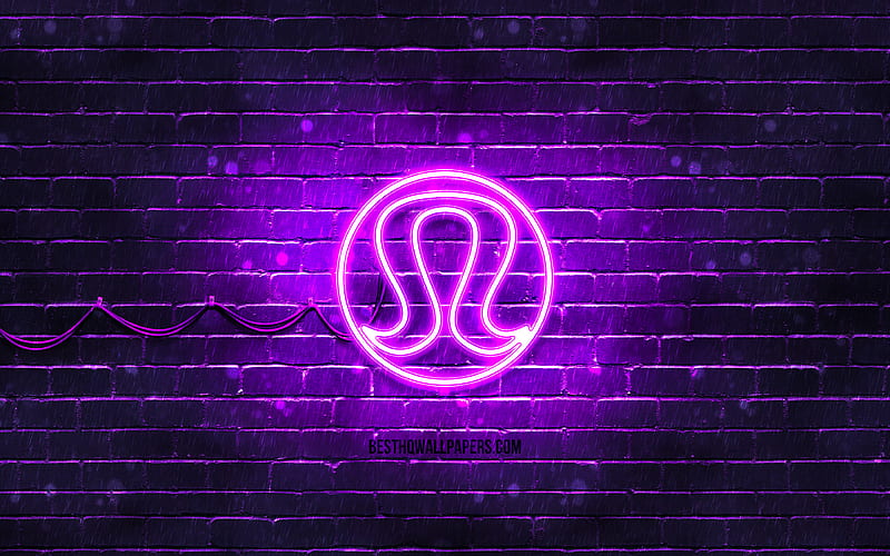 Lululemon Athletica violet logo violet brickwall, Lululemon