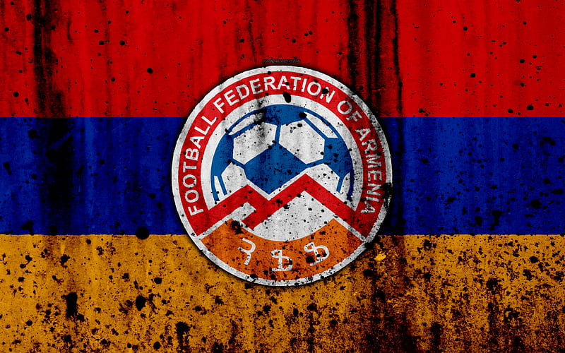 Armenia national football team logo, grunge, Europe, football, stone texture, soccer, Armenia, European national teams, HD wallpaper