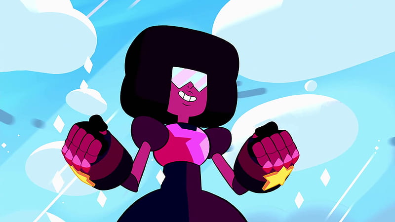 Steven Universe Garnet With Black Hair And Sunglass With Background Of Blue Sky And Clouds Movies, HD wallpaper