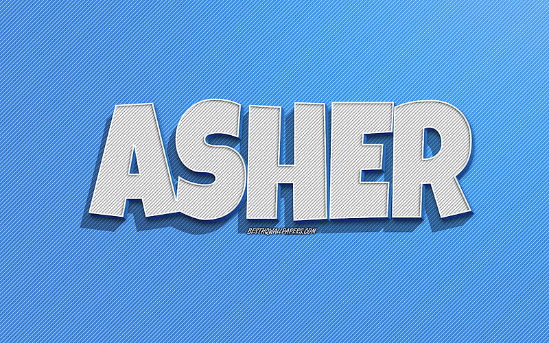 Asher, blue lines background, with names, Asher name, male names, Asher greeting card, line art, with Asher name, HD wallpaper