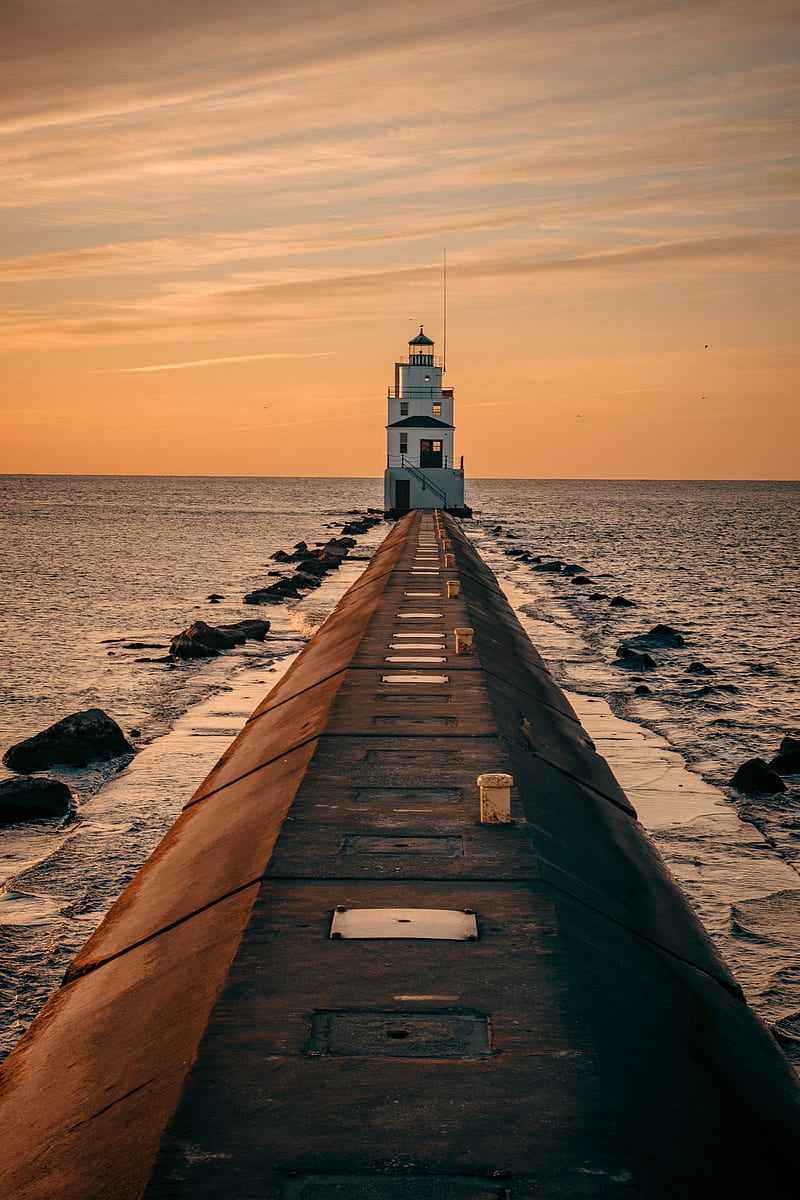 Lighthouse During Golden Hour, HD phone wallpaper