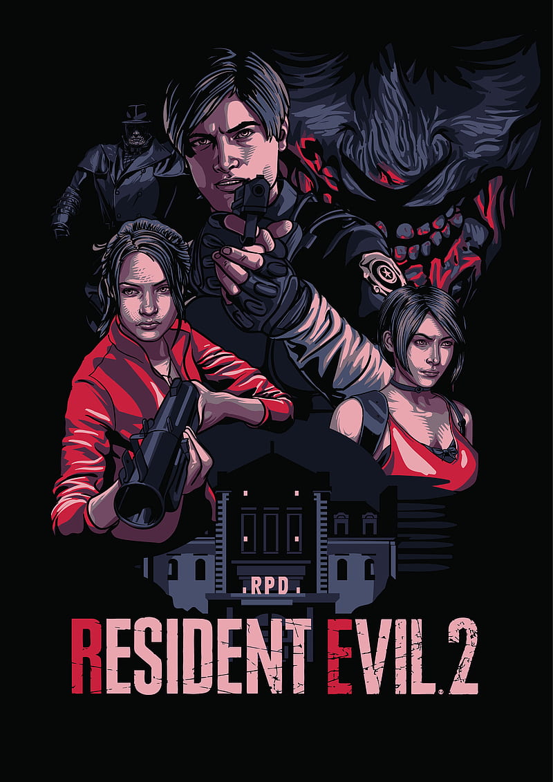 Resident Evil 2 (2019), Resident Evil, Claire Redfield, Leon Kennedy, Ada Wong, Tyrant, Raccoon City Police Department, HD phone wallpaper