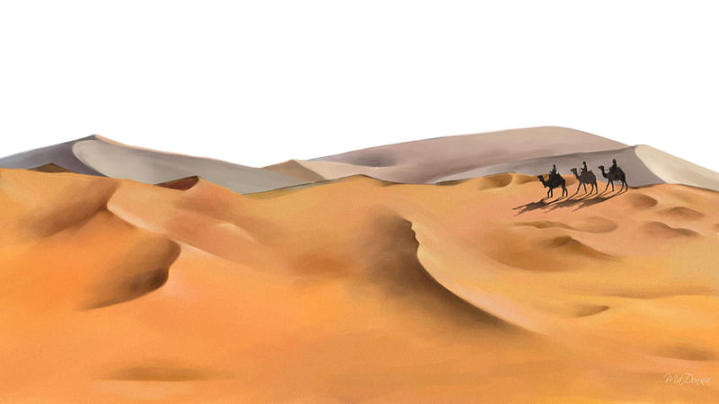Desert Bright, hills, desert, drifts, camels riders, firefox persona, mid-east, sand, eastern, dunes, HD wallpaper