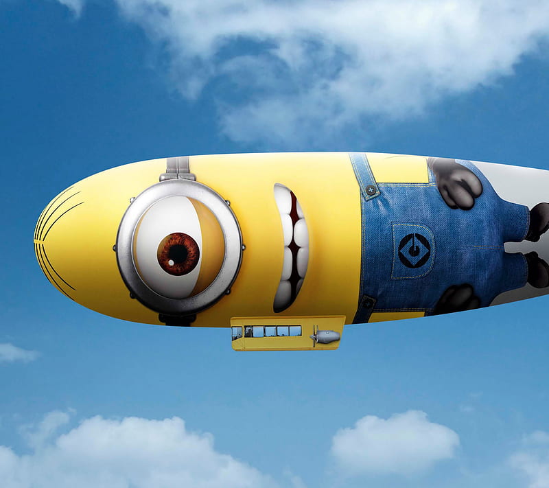 Minion Blimp, fun, minions, sky, HD wallpaper