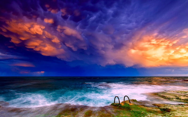 THE HIDDEN SUN, shore, sunset, sky, coast, sea, HD wallpaper | Peakpx