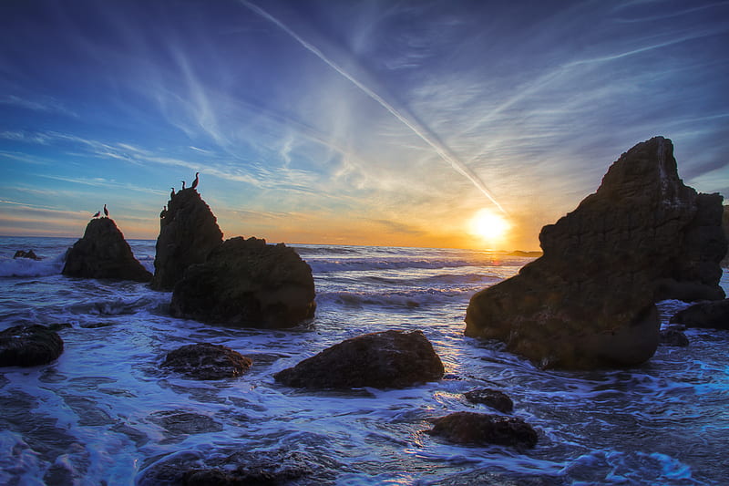 Beautiful View # El Matador Malibu 2, malibu, sun, view, bonito, sky, elmatador, HD wallpaper