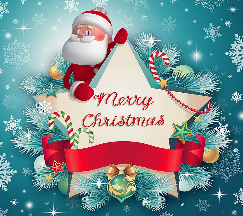 Merry Christmas, decoration, santa, HD wallpaper