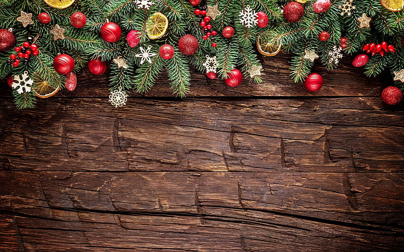 Merry Christmas!, red, deco, craciun, brown, christmas, card, green, texture, wood, HD wallpaper