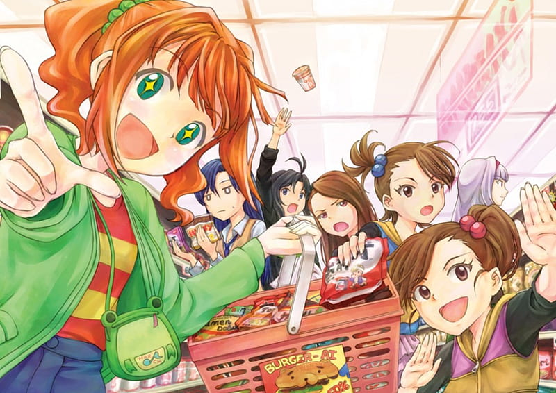 The Super Market, colorful, food, shopping, cart, idolmaster, anime, store,  girls, HD wallpaper | Peakpx