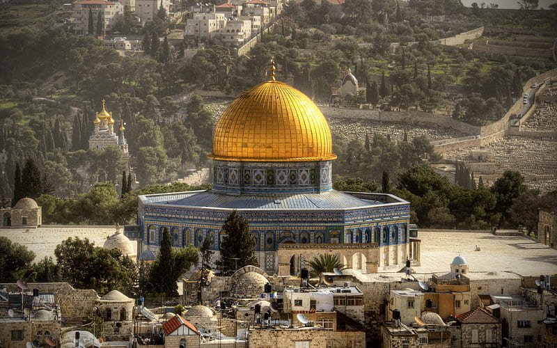 Temple Mount Israeli landmarks, Haram esh-Sharif, Jerusalem, Israel, HD wallpaper