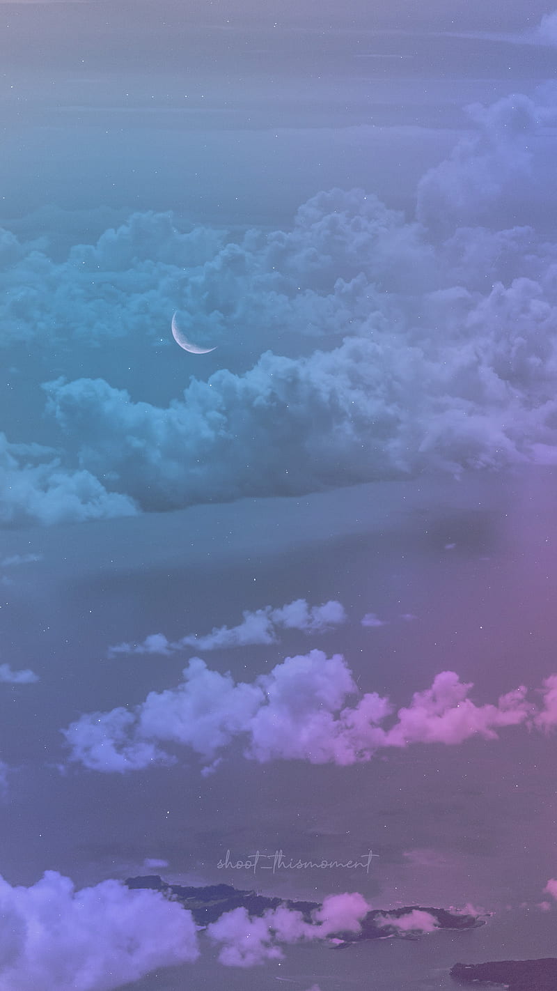 Colors in the sky, aesthetics, clouds, cloudscape, cosmic, crescent, crescent moon, dream, dreamy, magic, magical, moon, moon art, pink, pink aesthetics, pink clouds, pink sky, purple, purple aesthetics, shoot_thismoment, space, space art, starry, starry sky, stars, vaporart, vaporwave, HD phone wallpaper