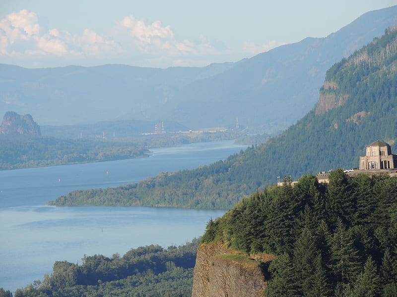 Crown Point and the Columbia River Gorge, Forests, Mountains, Western United States, Rivers, HD wallpaper