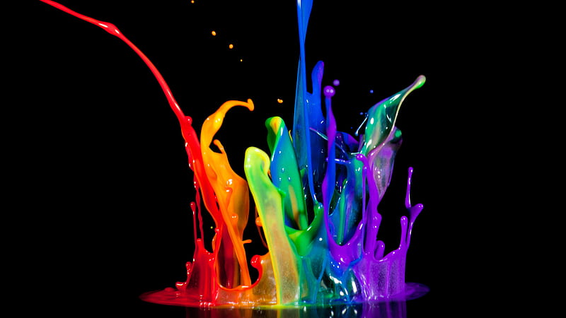 Watercolours, splash, 3d, cool, colourful, abstract, HD wallpaper