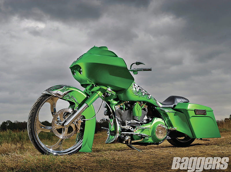 The Green Goblin, bike, chrome, green, HD wallpaper